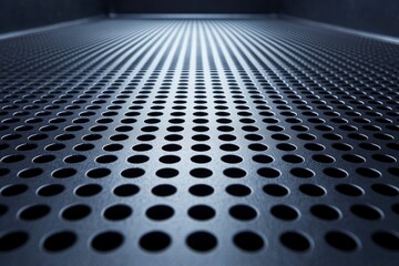 Close-up of a Metallic Surface with a Pattern of Circular Holes