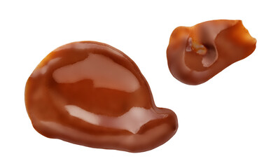 Hot Chocolate Smear Isolated on white. Melted Chocolate spreads top view, flat lay .