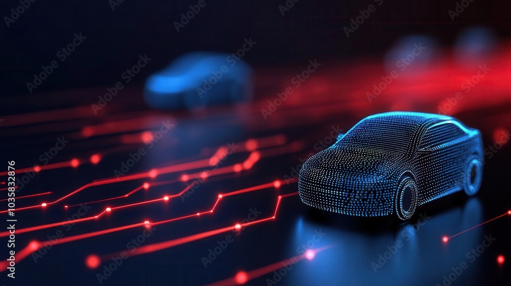 Poster a smart traffic system using edge computing to manage real-time data, blurred cars and roads providi