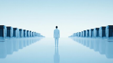 Obraz premium Temporal paradox scene, duplicate figures, futuristic city