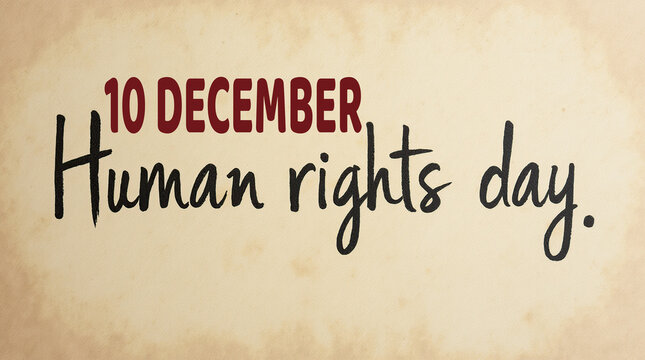 10 December human rights day text on vintage paper