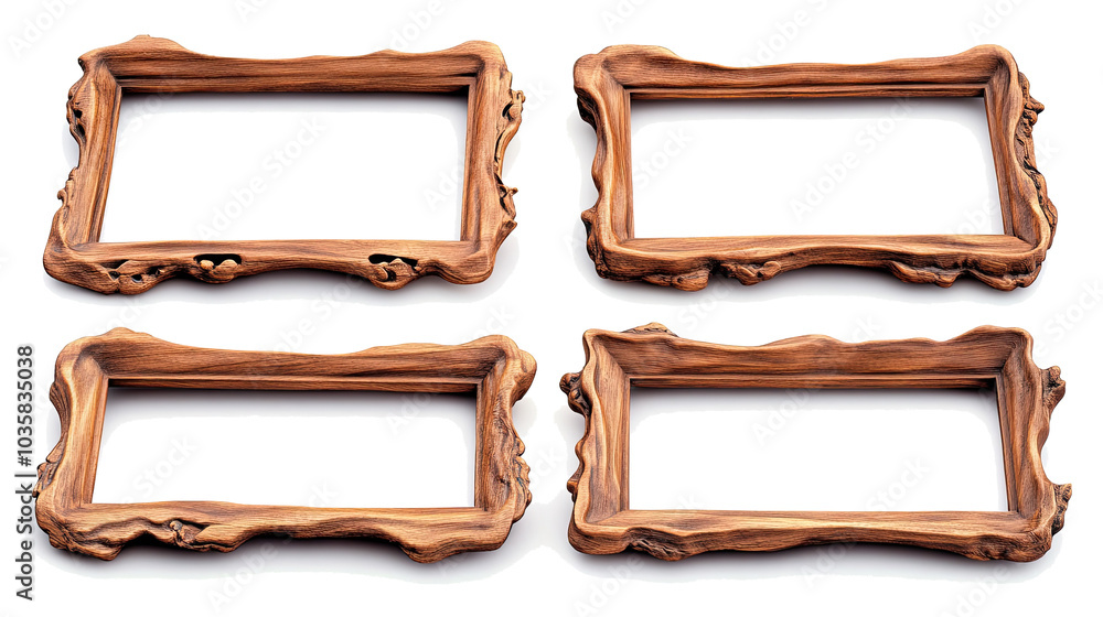 Poster natural wooden rectangular frames set for design projects and displays generative ai