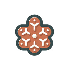 Obraz premium Vector illustration of snowflakeshaped gingerbread cookie with white icing