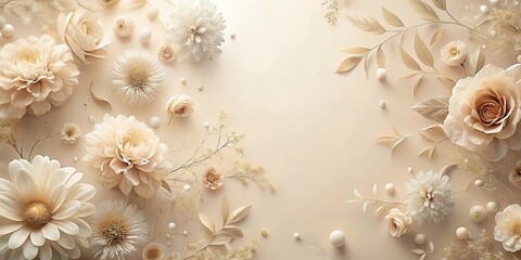 Aerial ethereal abstract floral background in soft beige