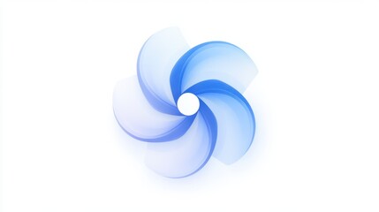 Minimalist turbine-inspired logo in blue, centered on a bright white background, embodying modern energy concepts