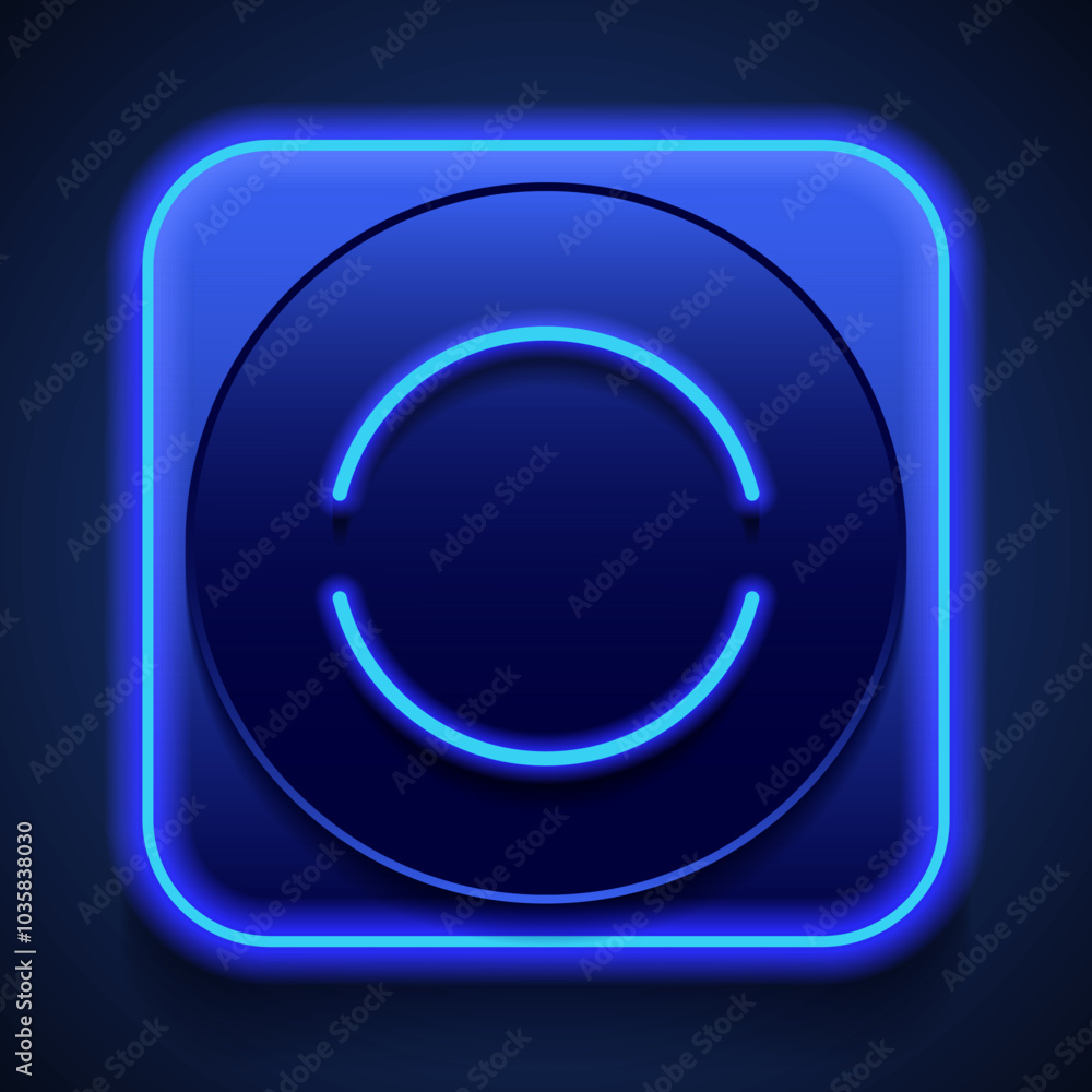 Aufkleber loading simple icon vector. flat design. blue neon style on button. with shadow