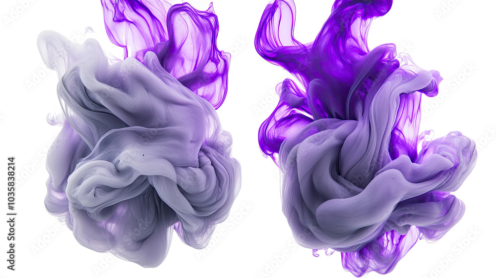 Poster Violet and Lavender Abstract Shapes on Transparent Background Generative AI