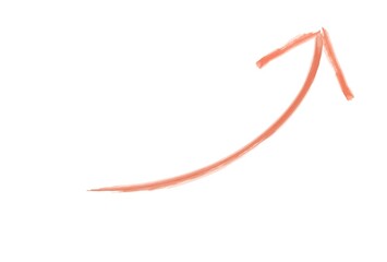 赤い右肩上がりのシンプルな水彩手書き風矢印イラスト