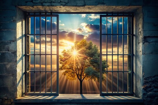 Sunlight Breaking Through Prison Window - Double Exposure Photography