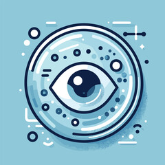 Abstract eye design with geometric patterns and blue hues