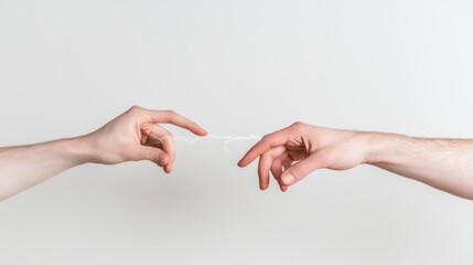 Two hands reaching towards each other with a spark of electricity between them, AI