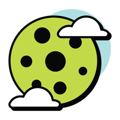 Vector Bold Halloween Circle Color Outline Icon Style and Illustration