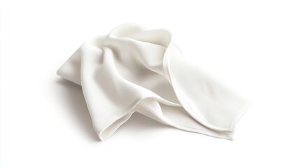 A white cloth napkin, folded and crumpled, isolated on a white background.
