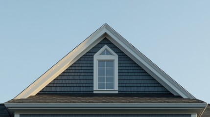 Symmetrical hip roof with sloped sides, displayed against a solid color background, highlighting classic architecture