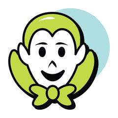 Vector Bold Halloween Circle Color Outline Icon Style and Illustration