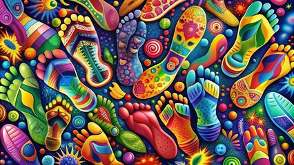 Surreal Footprint Icons: Unique Human Shoeprints and Barefoot Signs for Creative Designs