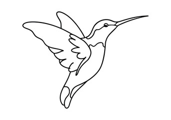One Line Art of a Hummingbird in Flight – Minimalist Nature Vector
