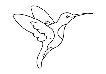 One Line Art of a Hummingbird in Flight – Minimalist Nature Vector