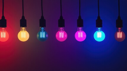 Wireless smart light bulbs glowing in different colors, highlighting their color-changing capabilities against a solid background