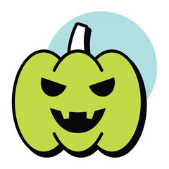 Vector Bold Halloween Circle Color Outline Icon Style and Illustration