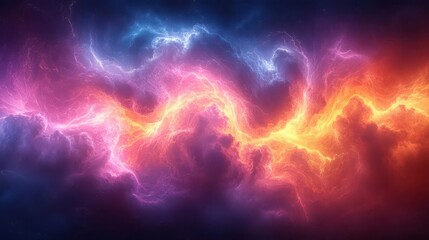 thunderous storm clouds crackle with vibrant lightnings dramatically contrasted against an isolated white background capturing the raw power of nature in an abstract form