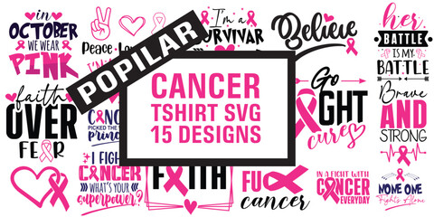 breast Cancer SVG Bundle, Pink Awareness ribbon Svg,Cancer Awareness svg, Fight Cancer Svg, Cancer Quote Svg,tackle cancer svg