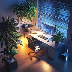 Home office with eco-friendly materials