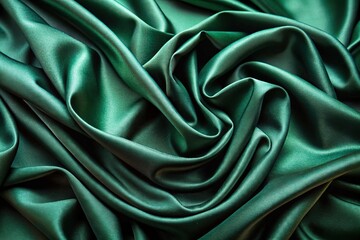 Obraz premium Luxurious dark green textured fabric with smooth folds