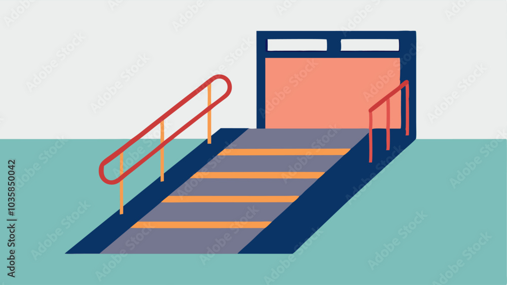 Poster wheelchair ramp access an illustration showing a ramp leading up to a bus or train platform with tac