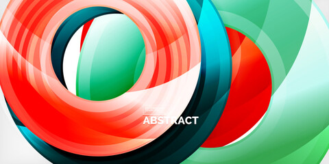 Bright colorful circles with light effects. Abstract background