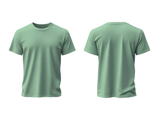 Light green plain t-shirt mockup front and back view isolated on transparent background