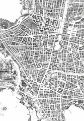 Obraz premium Black and white map of the city
