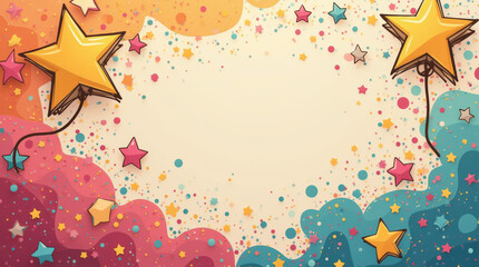 Bold Star-Themed Celebration Background with Vibrant Colors and Abstract Design for Party, Event, or Festive Occasions
