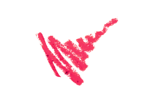 Red lip liner stroke isolated on white background