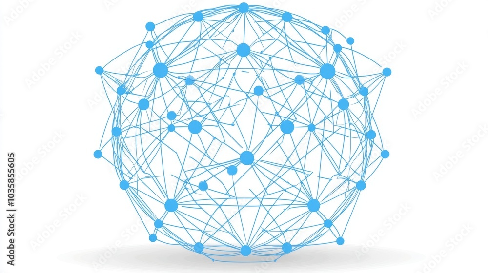 Poster a blue sphere with lines connecting dots, representing a network, global connectivity, or interconne