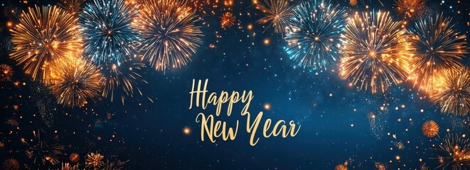 Vibrant New Year's fireworks illuminate the night sky with dazzling colors and festive energy.