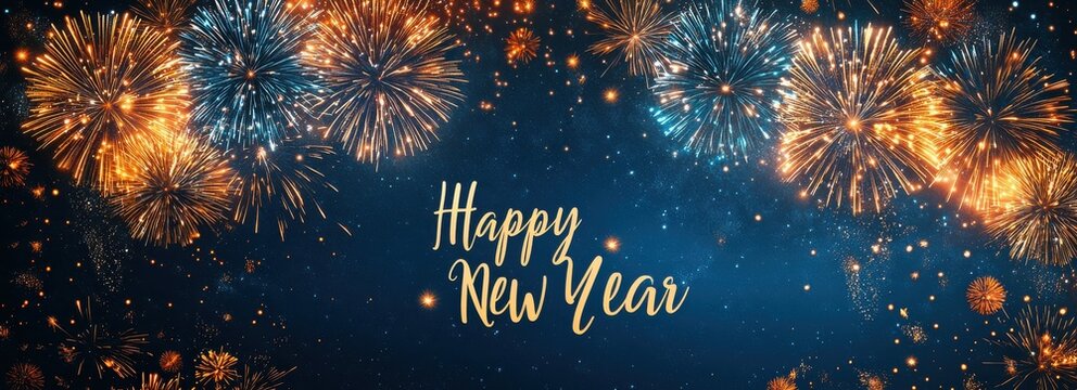 Vibrant New Year's fireworks illuminate the night sky with dazzling colors and festive energy.