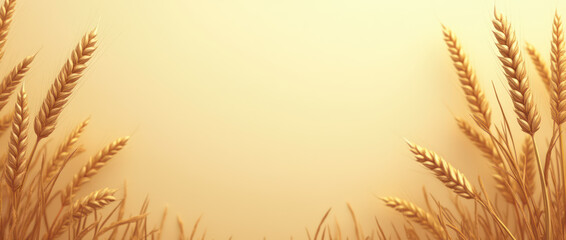 Wheat frame made of golden wheat or rye ears. Ears of wheat border