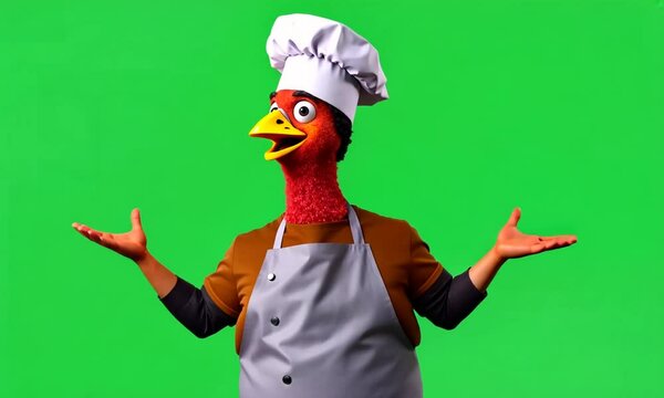 Cartoon turkey as a chef