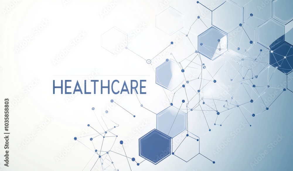 Poster abstract futuristic background with geometric hexagons and connection lines for medical, science, or