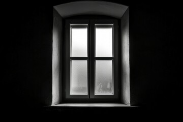 Obraz premium A Single Window in a Dark Room with Frosted Glass
