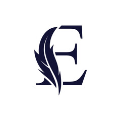 Letter E with signature logo design unique concept Premium Vector