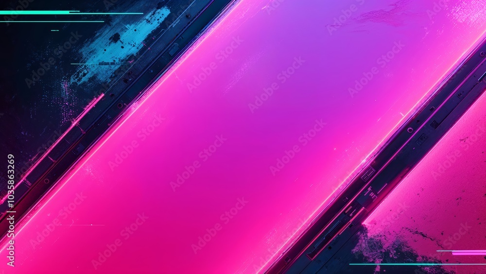 Sticker Neon Abstract: Pink & Blue Glitch