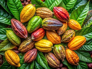 Vibrant Watercolor Cacao Fruit Background for Natural Food Illustrations