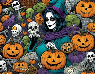 halloween background with pumpkin