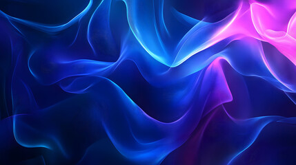 Obraz premium Vibrant Blue and Purple Abstract Gradient, flowing layers, smooth transitions, dark and neon hues, harmonious visual experience
