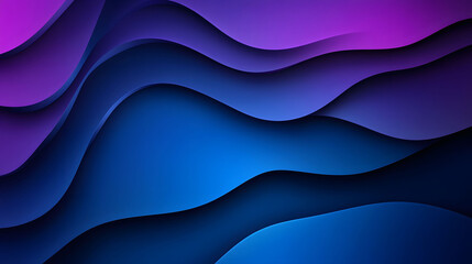 Obraz premium Vibrant Blue and Purple Abstract Gradient, flowing layers, dark neon hues, smooth transitions, captivating visual depth