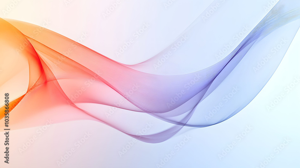 Aufkleber translucent lines on white, abstract design featuring delicate curves and a soft color gradient, emb