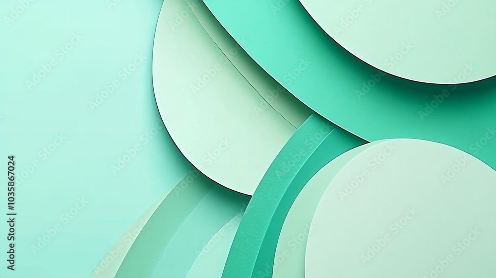 Poster Abstract background with overlapping circles in various shades of green.