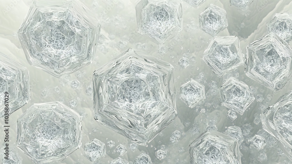 Poster abstract background with hexagonal ice crystals.